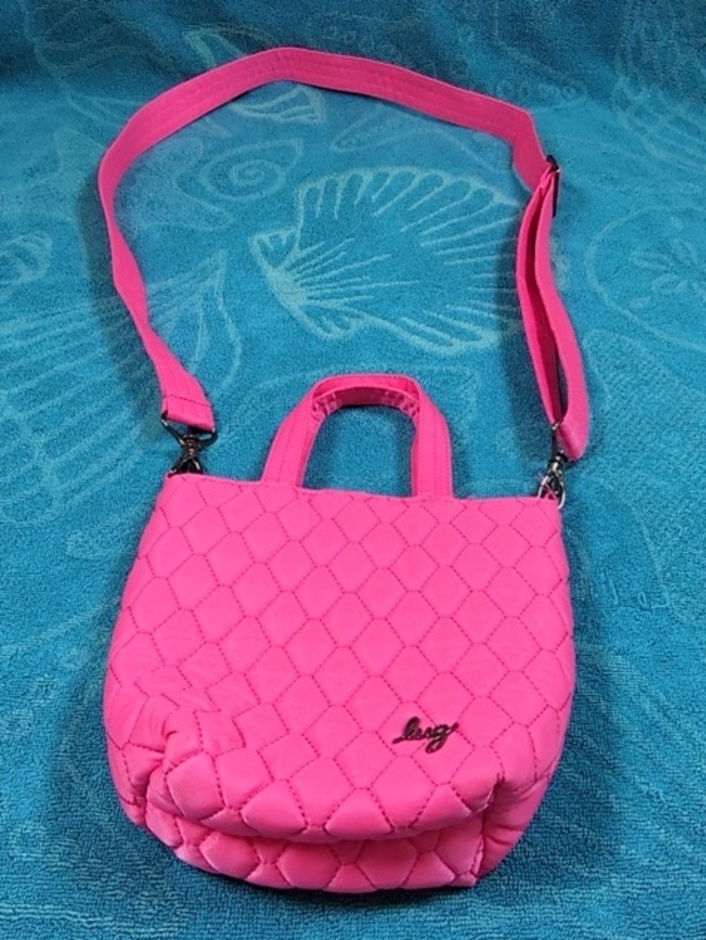 lug Quilted Hot Pink Crossbody Bag with Top Handles